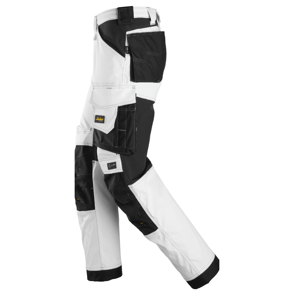 Pantalon+ Blanc en tissu extensible avec coupe large - AllroundWork 6351 - OFFICINA.shop