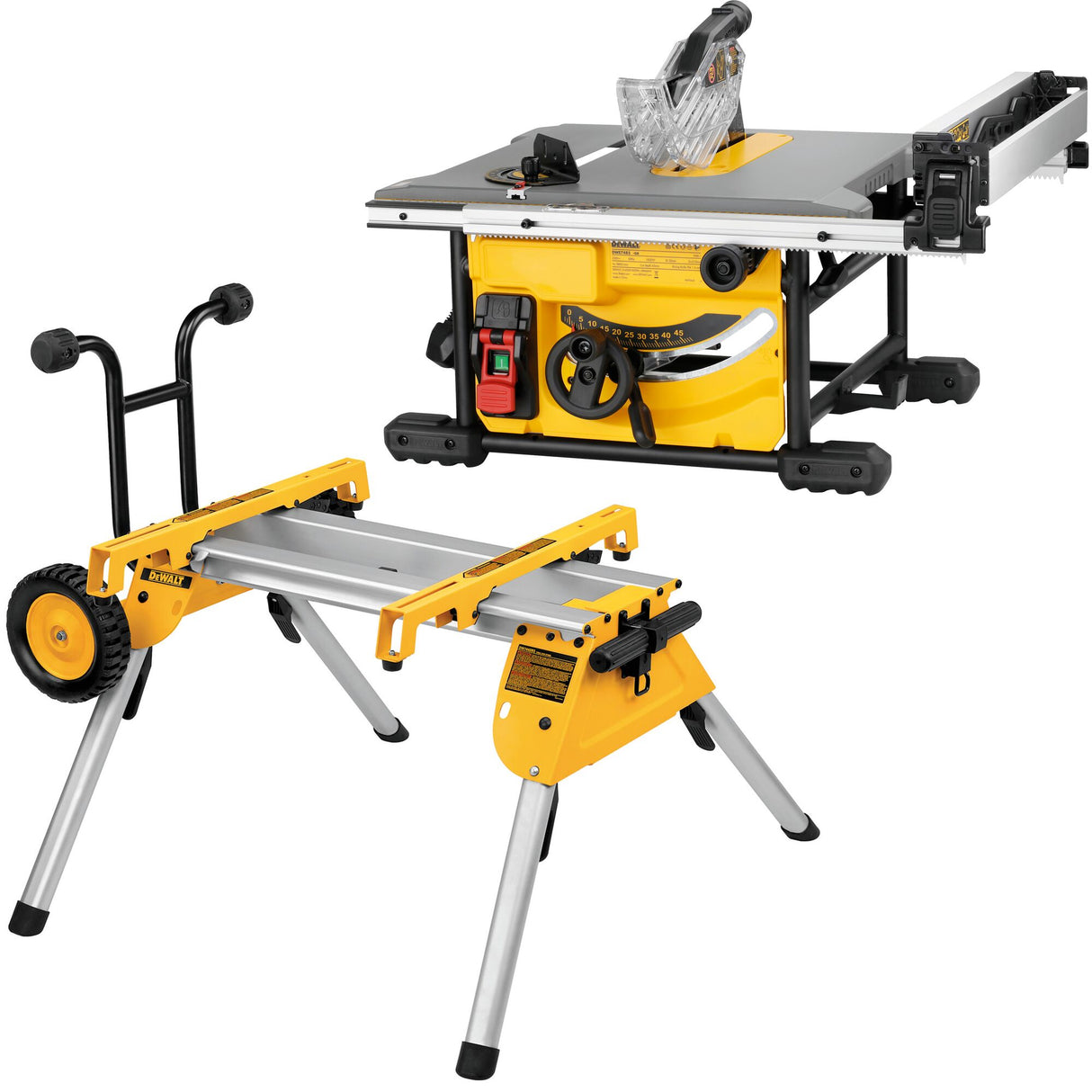 DEWALT DWE7485RS Scie à table compact 1850W + support mobile DE7400
