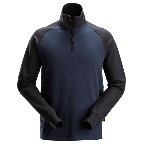 Zweifarbiges Sweatshirt mit halbem Reißverschluss – 2841