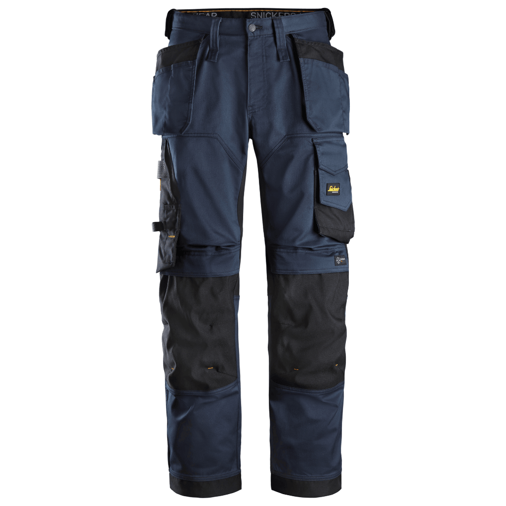 Pantalon bleu foncé en tissu extensible avec poches holster et coupe large - AllroundWork 6251 - OFFICINA.shop