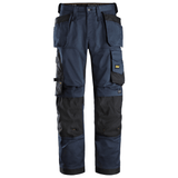 Pantalon bleu foncé en tissu extensible avec poches holster et coupe large - AllroundWork 6251 - OFFICINA.shop