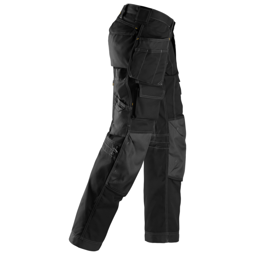 Pantalon Noir pour poseur de revêtement de sol avec poches holster, Rip-Stop - 3223 - OFFICINA.shop