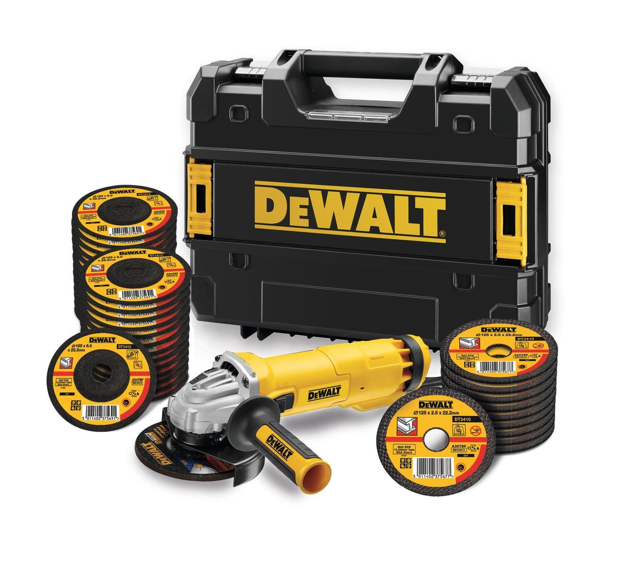 DEWALT PACK PROMO Meuleuse 125mm + 100 disques DWE4117 + DT20540
